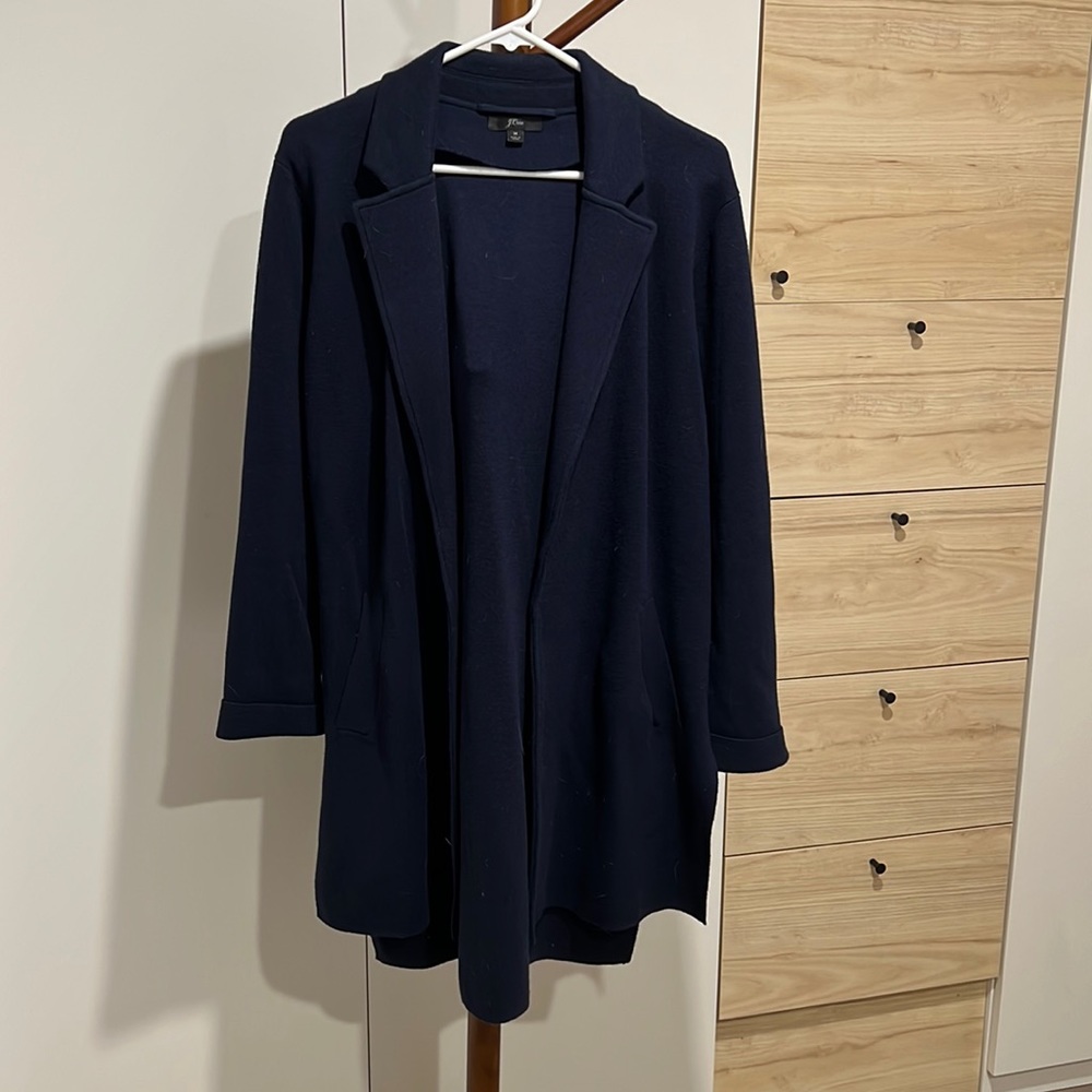 Jcrew long sweater blazer in navy